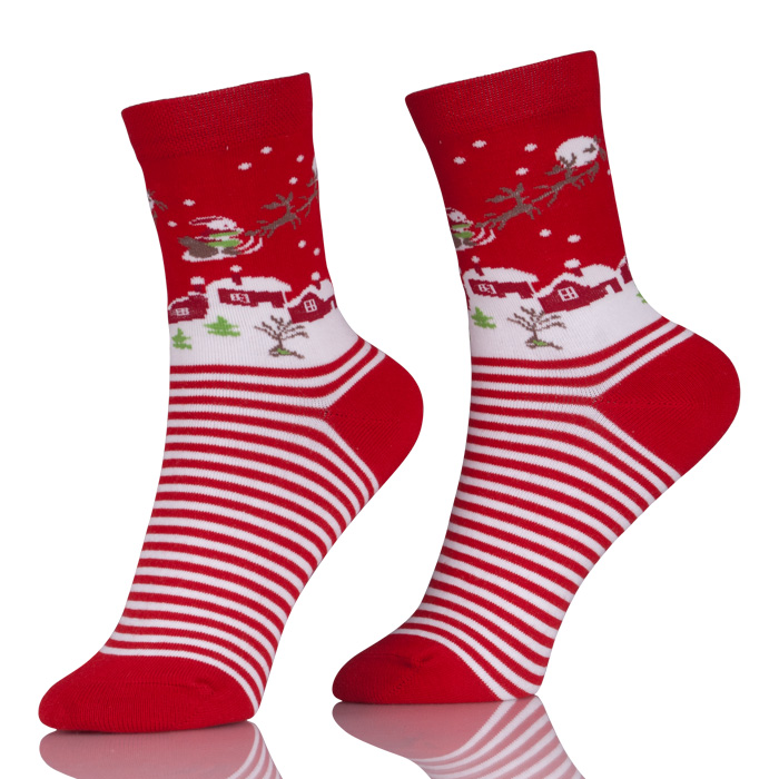 Merry Christmas White Snow Teen Girl Socks