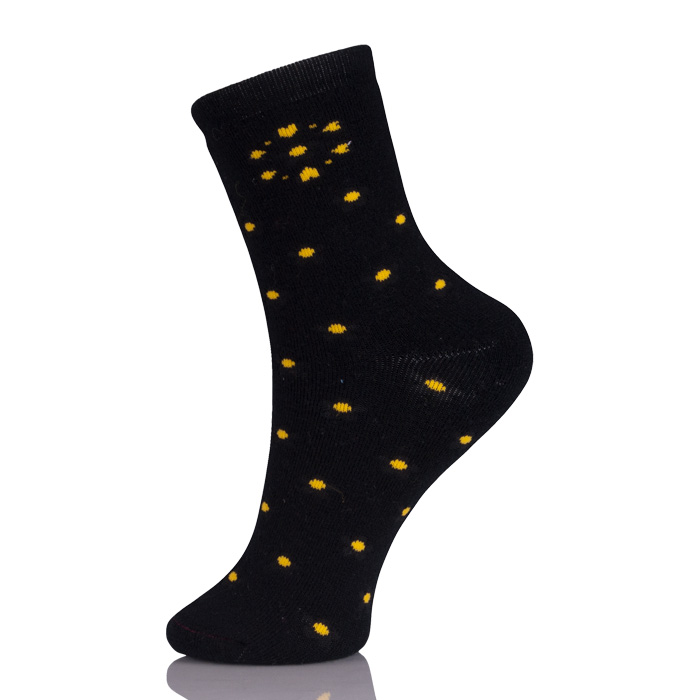 Making Machine Price Yellow Polka Black Women Socks 