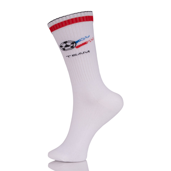 China Factory Design Logo Mens Sports Socks White