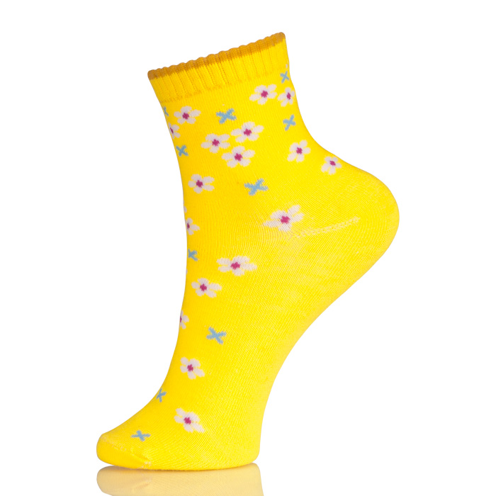 Flowers Young Yellow Girls Socks