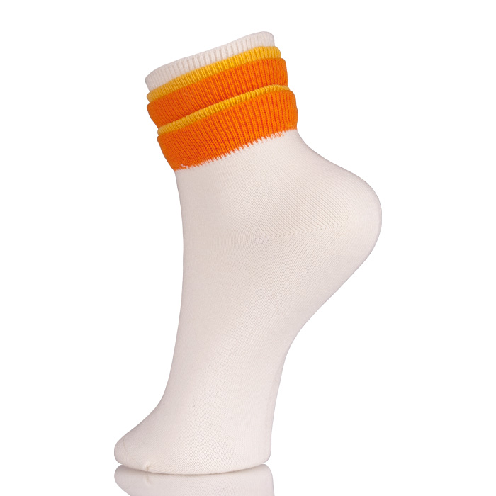 White Sock With Orange Top Fancy Socks