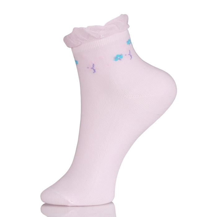 Fancy Cotton Women Pink Lace Socks