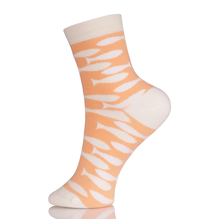 Fish Design Lady Combed Cotton Seamless Socks