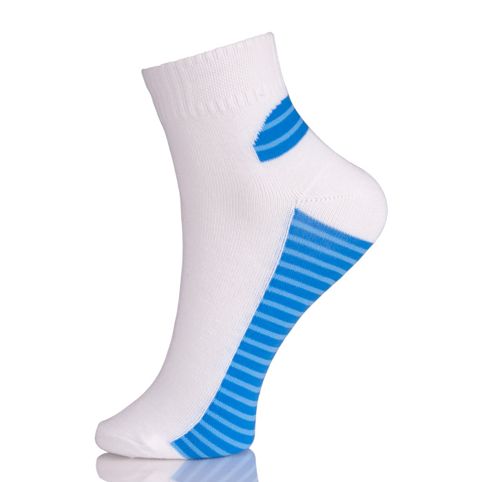 Blue And White Striped Bottom Cotton Sock For Girl