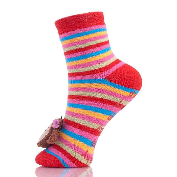 Non Slip Colorful Monkey Doll Rainbow Sock