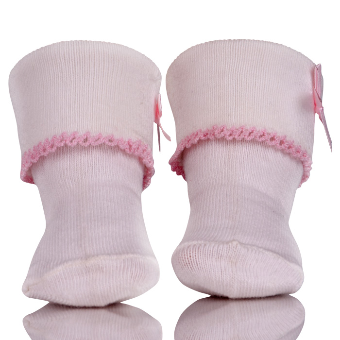 Frilly Turn Cuff Plain White Baby Socks