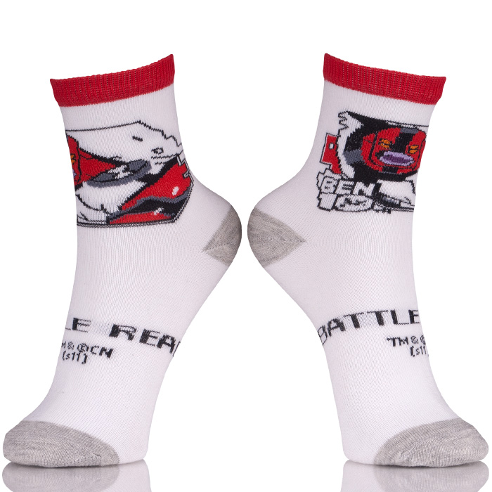Cotton White School Cartoon Boy Sock