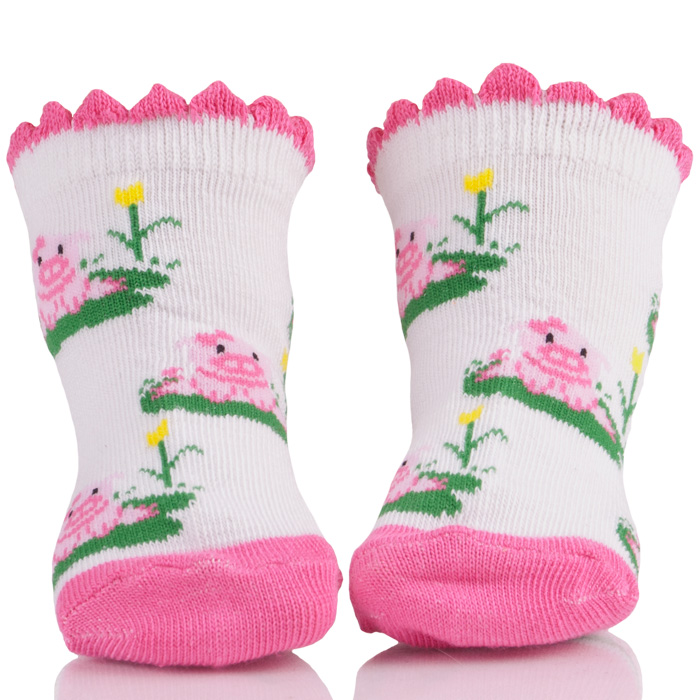 Lovely Pink Pig Lace Baby Socks