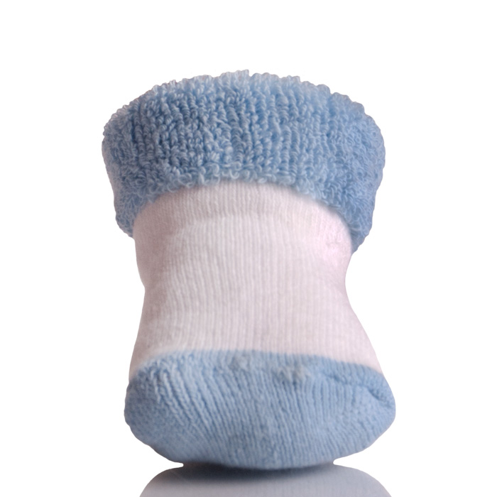 White Socks With Blue Cuff Warm Terry Baby