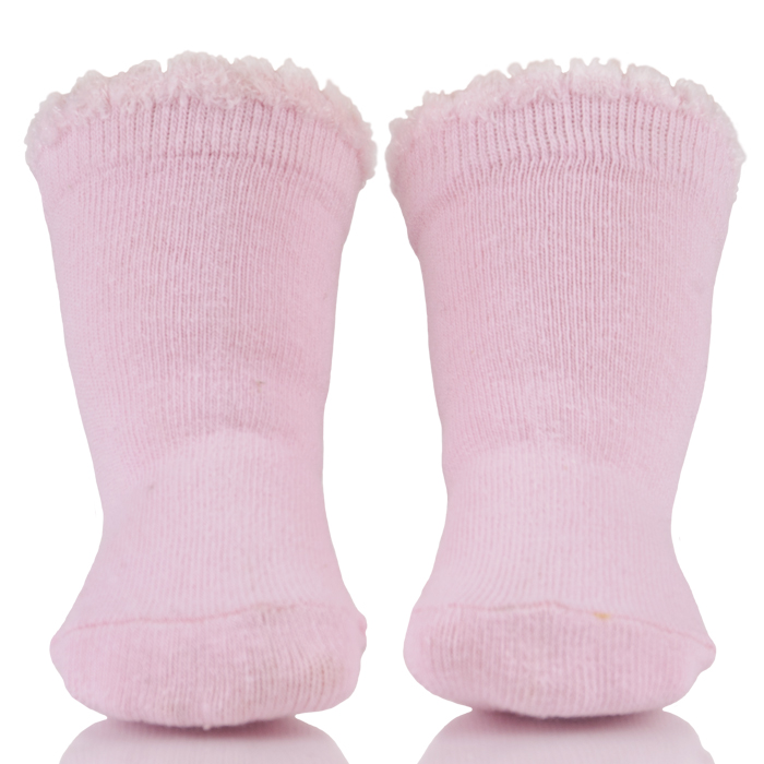 Baby Girl Knit Boot With Lace Pink Socks