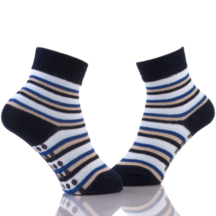 Cozy Stripes Boy Tube Cotton Slipper Socks