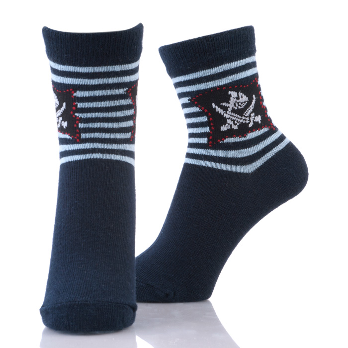 Boy Fsahion Knitted Black Cotton Socks