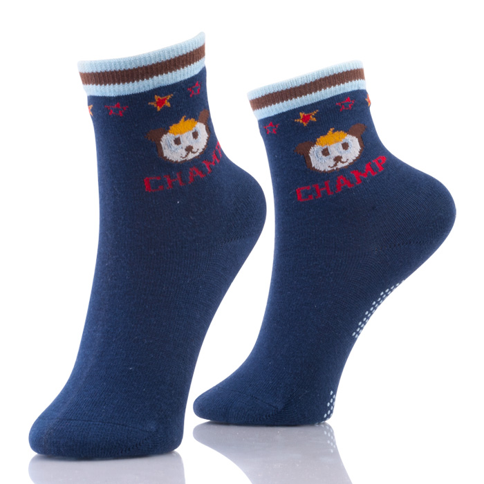 Cartoon Logo Navy Blue Slipper Sock For Boy