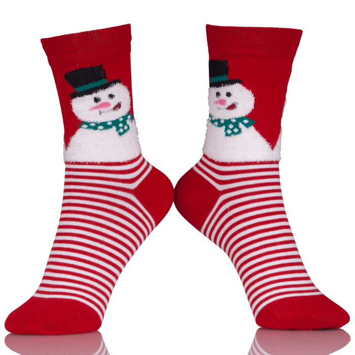 Snow Man Cotton Christmas Lady Sock